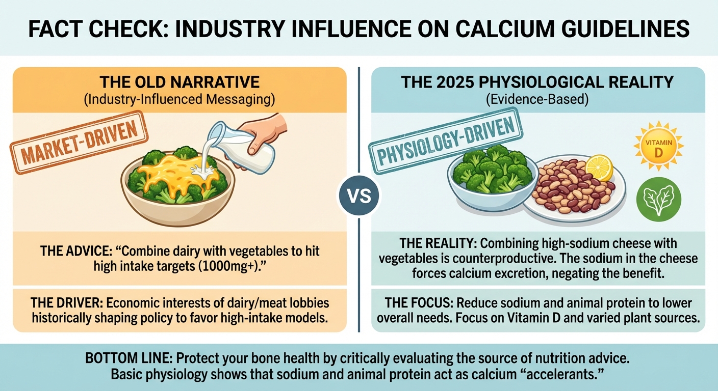 Infographic page 4 on industry influence on calcium guidelines and corruption